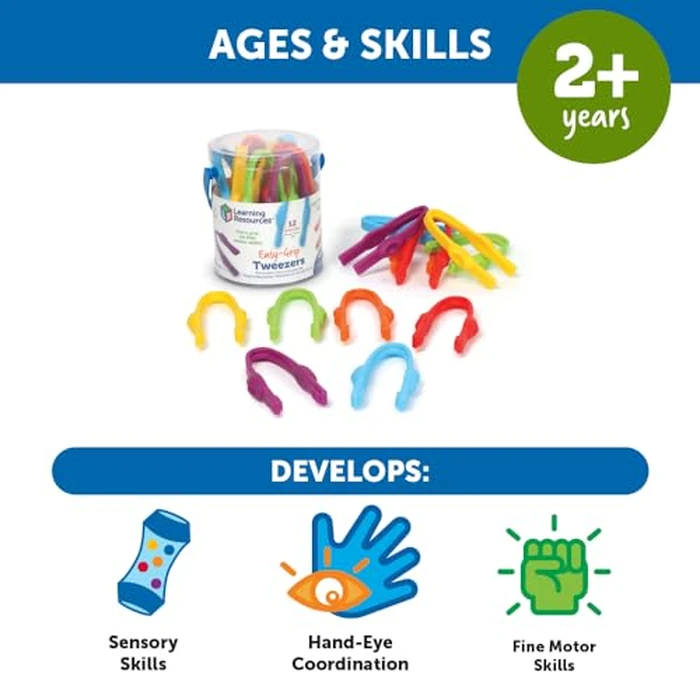 Learning Resources Easy-Grip Tweezers - Sensory Bin Tools, Tongs for Kids, Fine Motor Skills, Montessori Grabber Tool, Toddler Activities, School and Teacher Supplies, Daycare Essentials by Learning Resources - Image 5