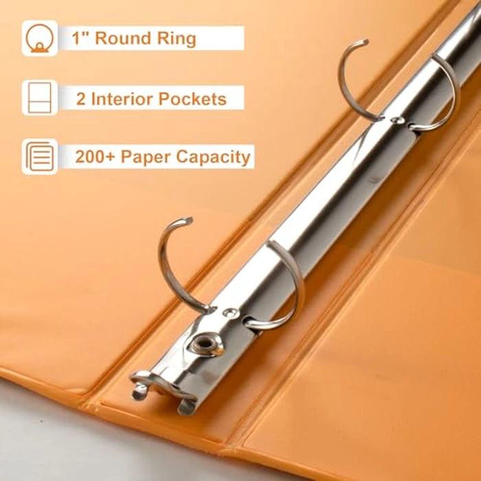CIXILDTS 1-Inch Binder, Standard 3 Ring Binder Fit Letter Size Paper, Presentation View Binders, 6 Packs, Assorted (Orange) by CIXILDTS - Image 4