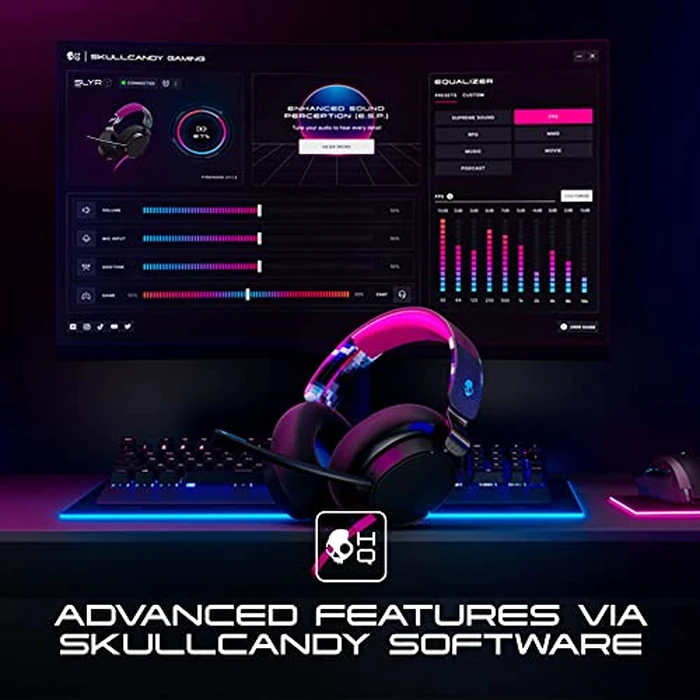 Skullcandy SLYR Pro Multi-Platform Over-Ear Wired Gaming Headset, Enhanced Sound Perception, AI Microphone, Works with Xbox PlayStation and PC - Blue by Skullcandy - Image 3
