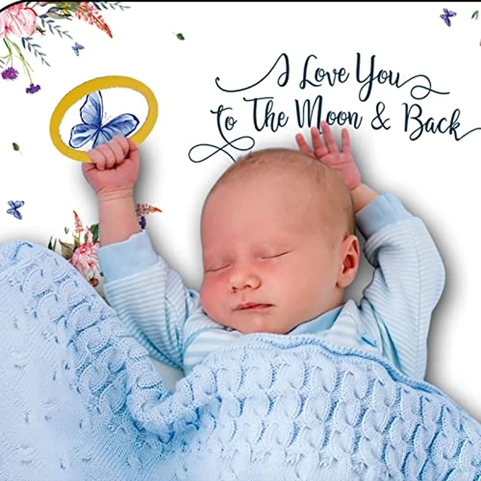 Jonnick Baby Monthly Milestone Blanket, Cute Photo Background - Flowers & Butterflies, Gender Neutral for Newborns 40x60in (Flower Moon) by Jonnick - Image 6