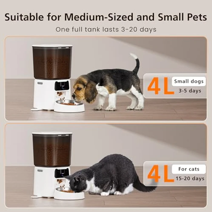 Automatic Cat Feeder with Camera, 4L WiFi Smart Pet Feeder with APP Control, 1080P HD Video, Night Vision,Voice Call, Motion Detection, Dual Power Supply, Stainless Steel Bowl,Supports 5GHz/2.4GHz by Petrice - Image 4