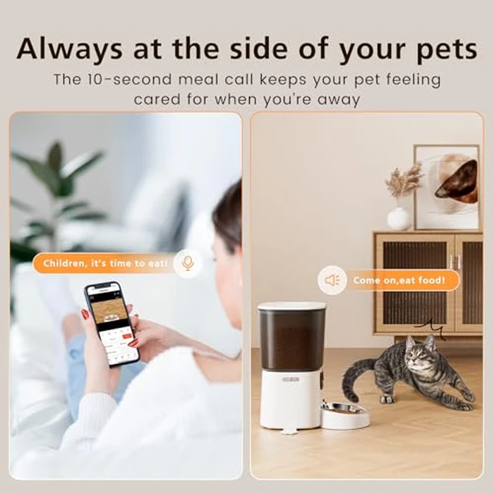 Automatic Cat Feeder with Camera, 4L WiFi Smart Pet Feeder with APP Control, 1080P HD Video, Night Vision,Voice Call, Motion Detection, Dual Power Supply, Stainless Steel Bowl,Supports 5GHz/2.4GHz by Petrice - Image 6