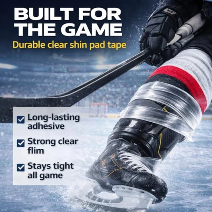 Clear Hockey Tape 6 Pack - Strong Hold that Won’t Slip, Durable Shin Pad & Sock Tape, Long Lasting Clear Performance Tape (Clear, 1") by WRAP DADDY - Image 4