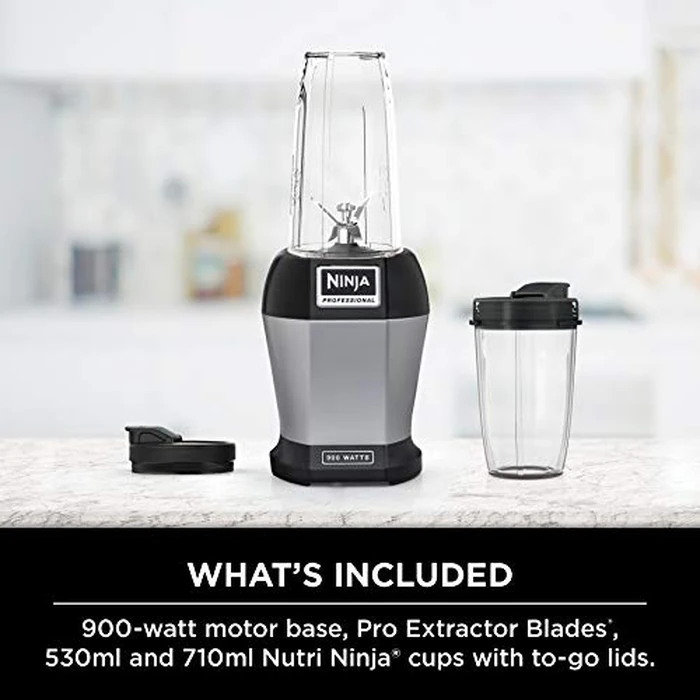 Ninja BL450C, Nutri Pro Personal Blender For Juices, Shakes & Smoothies, 18 and 24 Oz cups, Black/Silver, 900W (Canadian Version) by Ninja - Image 2