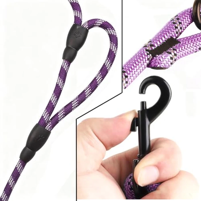 DDSCOLOUR Heavy Duty Dog Leash 5-6ft Long with Comfortable Padded Handle Training Lead Reflective Mountain Climbing Rope Dog leashes Walking Training Leash for Medium Large Purple by DDSColour - Image 4