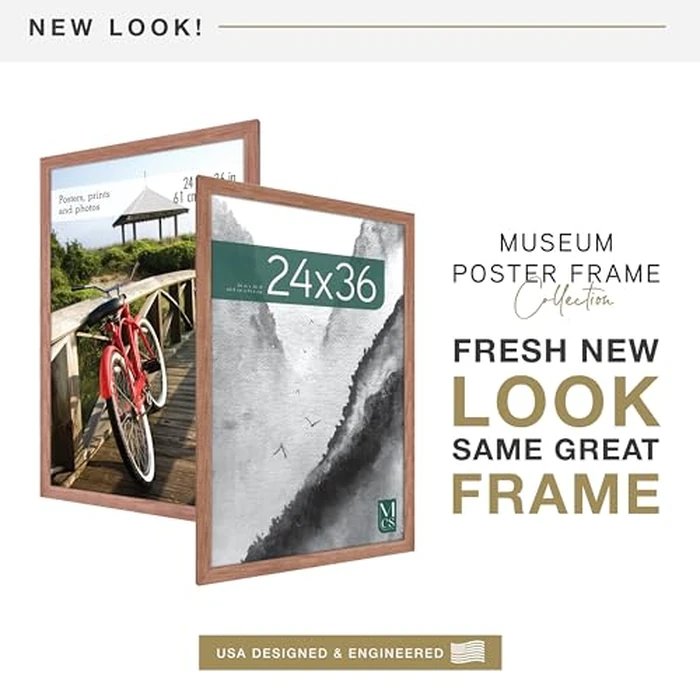 MCS Museum Poster Frame 24x36 Medium Oak, Vertical & Horizontal Wall Hanging Large Picture Frame for Photos, Posters & Art Prints (1-Pack) by MCS - Image 2
