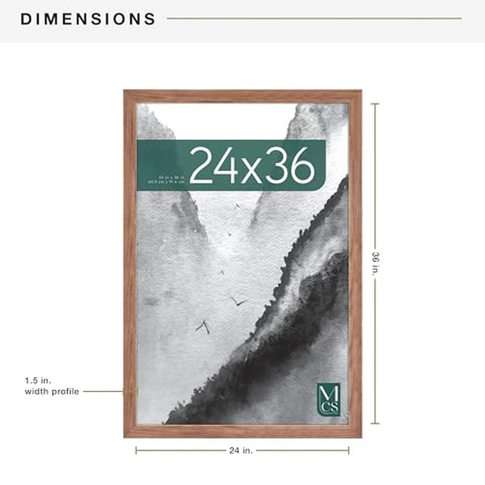 MCS Museum Poster Frame 24x36 Medium Oak, Vertical & Horizontal Wall Hanging Large Picture Frame for Photos, Posters & Art Prints (1-Pack) by MCS - Image 5