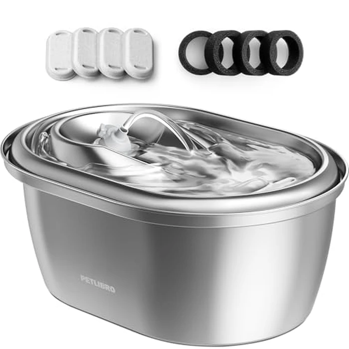 PETLIBRO Stainless Steel Cat Water Fountain, 101oz/3L Pet Water Fountain for Cats Inside, Food-Grade Dog Water Fountain, Automatic Cat Water Dispenser by PETLIBRO - Used - Good condition