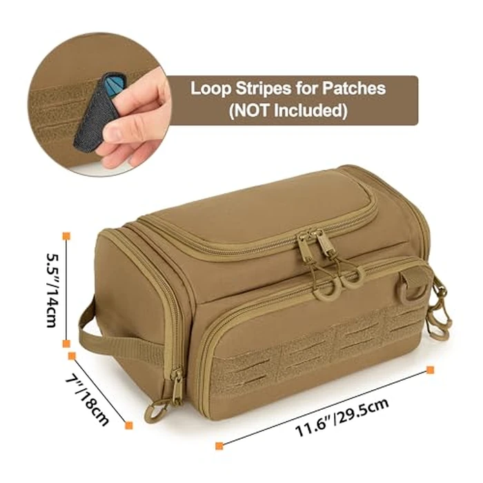 Prokva Tactical Toiletry Bag for Men, Hanging Hygiene Bag, Travel Dopp Kit Organizer for Shaving, Shower Essentials and Toiletries, Khkai (Empty Bag) by Prokva - Image 6