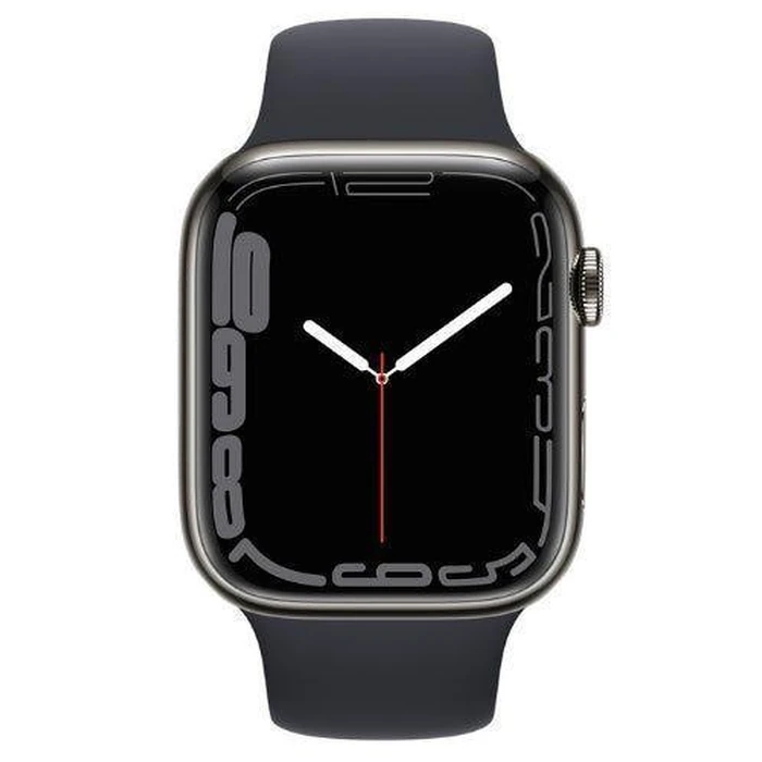 Apple Watch Series 7 (Cellular + GPS) - 32GB - 45mm - Graphite Stainless Steel Case with Midnight Rubber Sport Band by Apple - Refurbished - Acceptable condition - US$144.74