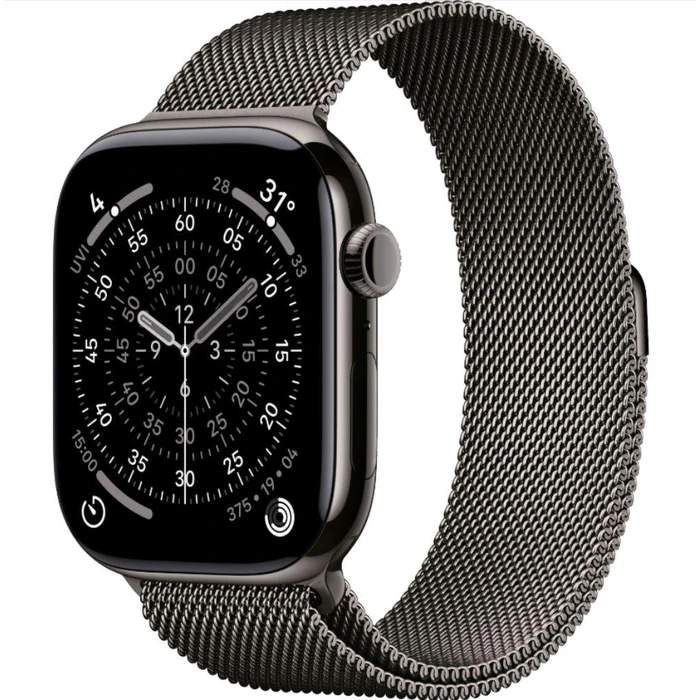 Apple Watch Series 11 (Cellular + GPS) - 64GB - 42mm - Slate Titanium Case with Slate Silicone Milanese Loop Band - S/M Size by Apple - Image 2