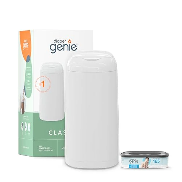 Diaper Genie Classic Pail Includes 1 Starter Square Refill That can Hold up to 165 Newborn-Sized Diapers. by Diaper Genie - Used - Very Good condition - CA$77.38