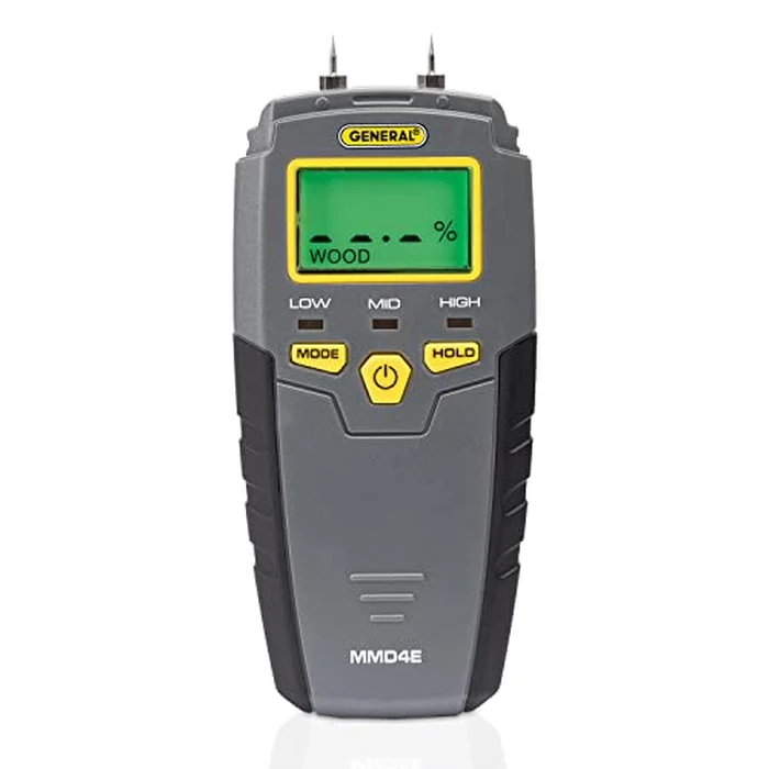General Tools MMD4E Digital Moisture Meter, Water Leak Detector, Moisture Tester, Pin Type, Backlit LCD Display With Audible and Visual High-Medium-Low Moisture Content Alerts, Grays by General Tools - Image 1
