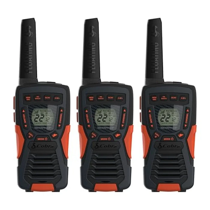 Cobra CXT10953PH-M Emergency Two-Way Radios, Waterproof Walkie Talkies, Up to 40 Mile Range, 22 Channels and NOAA Weather Channels, UHF/FM Ultra-Clear Reception, 3-Pack by COBRA - Used - Like New condition - US$102.38