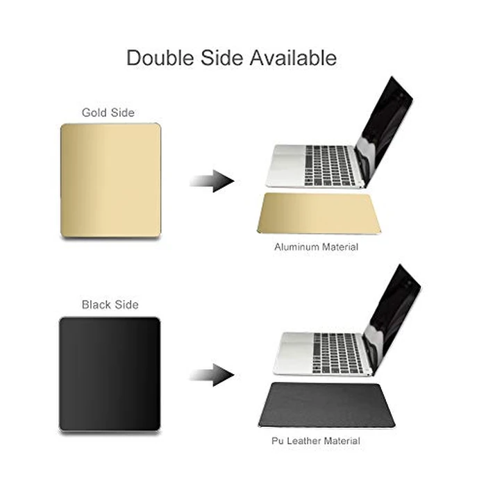 Metal Mouse Pad Ultra Thin Aluminum Mouse Mat Dual-Use Waterproof Fast and Accurate Control for Gaming and Office(Small Gold 9.05X7.08 inch) by VAYDEER - Image 3