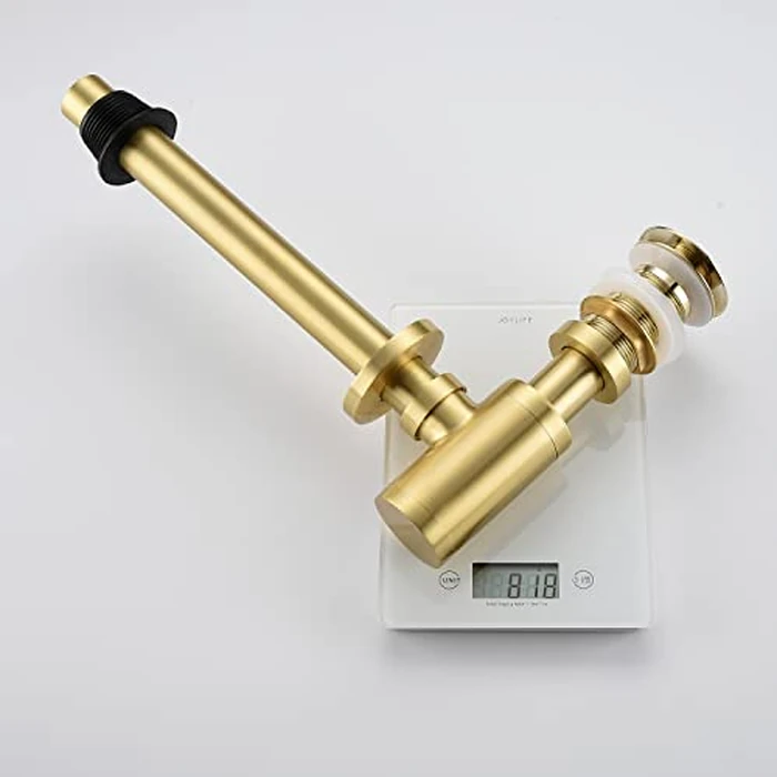 Segistan Bathroom Basin Sink Stopper P-Trap Complete Set, Adjustable Height 1-1/4 Bottle Trap Basin Sink Waste Drain Set NO Overflow, General US/CA Standard, Brushed Gold by Segistan - Image 7