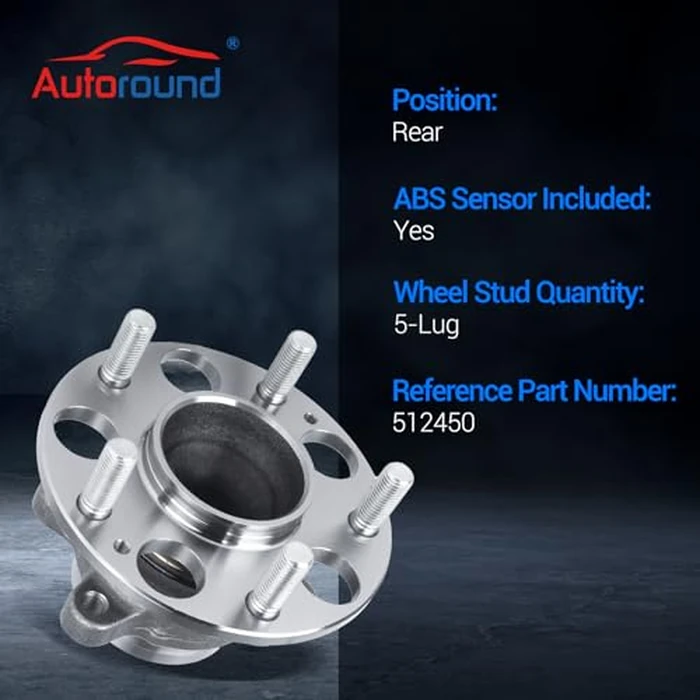 Autoround 512450 Rear Wheel Bearing and Hub Assembly Compatible with Honda Civic 2013 2014 EX, EX-L, Si, Honda Civic 2015 DX, EX, EX-L, SE, Si, 5 Lugs w/ABS by Autoround - Image 3