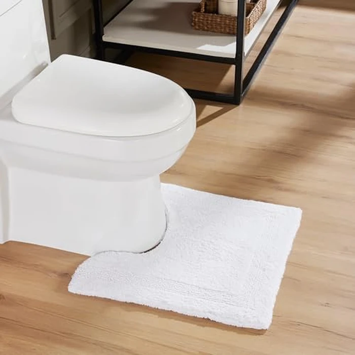 Better Trends Toilet Rugs U Shaped, Premium 100% Cotton, Extra Soft 20" x 20" Mat for Bath Room, Water Absorbent, Reversible Machine Washable, Contour Oeko-Tex Certified White Lux Collection by Better Trends - Used - Like New condition - US$30.39