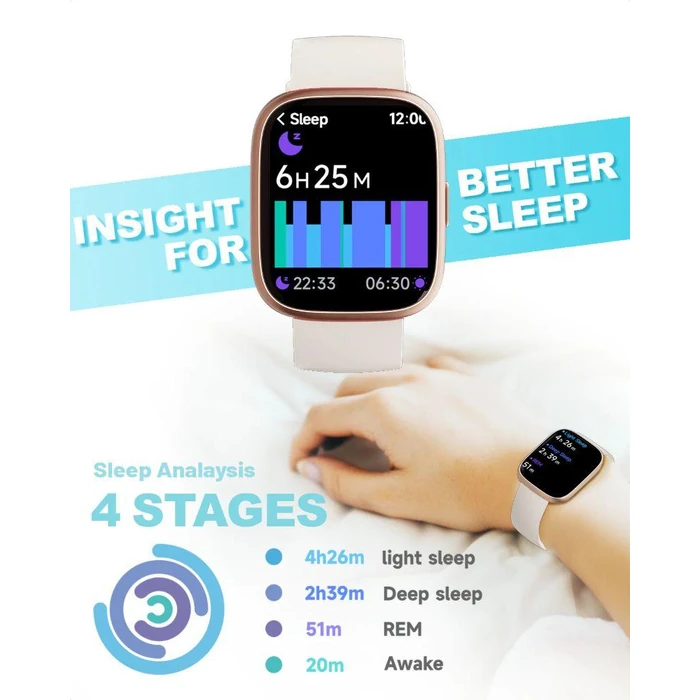 TOOBUR IDW26 Smartwatch - 46mm - Rose Gold Plastic Case with Pink Silicone Silicone Band by TOOBUR - Image 4