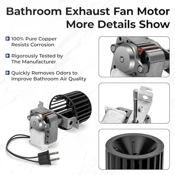 【Upgraded】 S97009796 Bathroom Replacement Fan Motor Blower Assembly Compatible with Br-oan Nu-Tone Bulb Heaters 162-E、G、J、K、L、M and 164-E、G、J、K、 L、M, Bathroom Exhaust Vent Fan Motor by Fetechmate by Fetechmate - Image 4