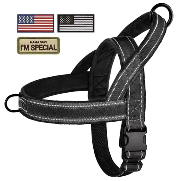 Forestpaw No Pull Dog Harness with Large Handle,Slip on Reflective Vest with Quick Release Buckle,Comfortable Flannel Lining for Medium Large Dogs Walking Training (Includes 3 Patches),Black L by Forestpaw - Image 8