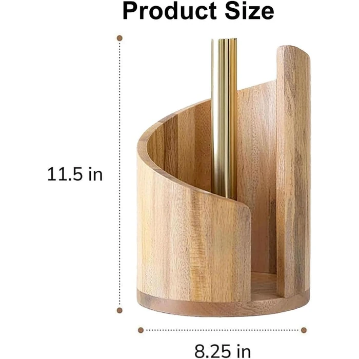 Quhoxdye Mountain Paper Towel Holder, New Wooden Mango Wood Stand with Iron Base, One-Handed Operation, Fits Jumbo Rolls, Home Office Toilet Paper Storage Organizer for Desktop (Brown) by Quhoxdye - Image 1