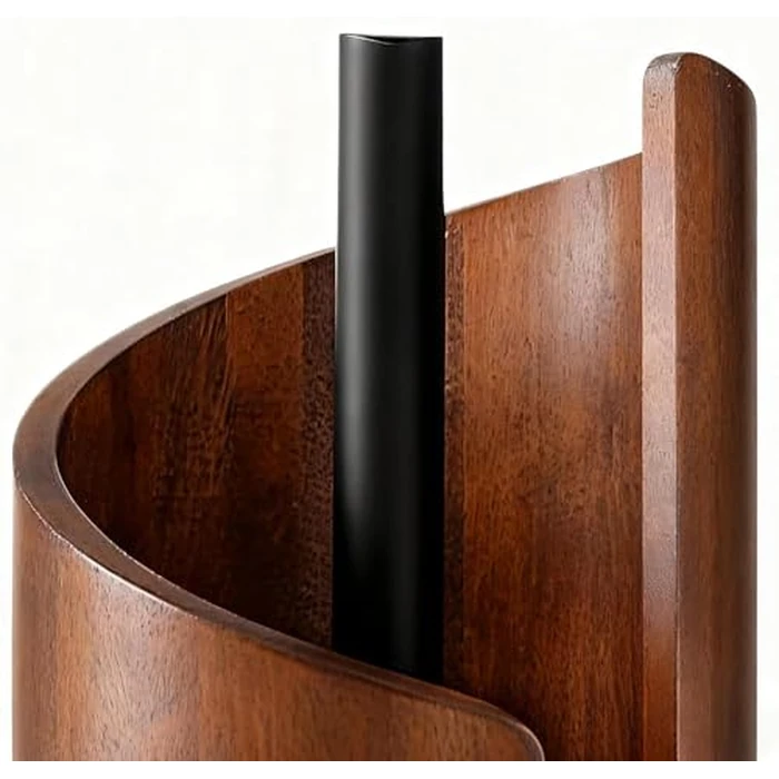 Quhoxdye Mountain Paper Towel Holder, New Wooden Mango Wood Stand with Iron Base, One-Handed Operation, Fits Jumbo Rolls, Home Office Toilet Paper Storage Organizer for Desktop (Brown) by Quhoxdye - Image 2