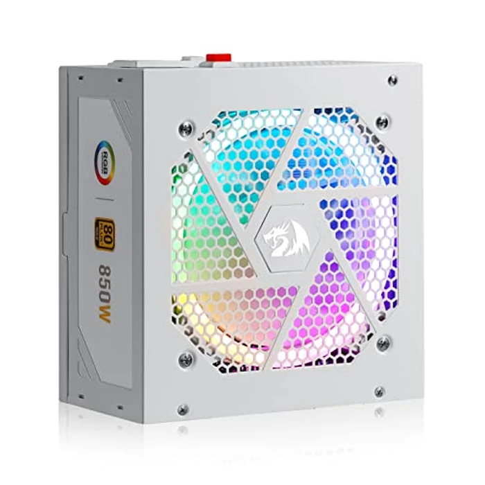 Redragon RGPS-850W 80+ Gold 850 Watt Power Supply w/Upgraded ATX 3.1 & PCIe 5.1 Fully Modular, 100% Japanese Capacitors, Smart ECO Low Noise RGB Fan by Redragon - Used - Like New condition