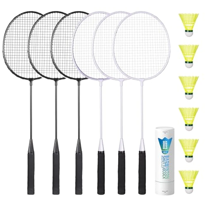 AboveGenius Badminton Rackets Set Outdoor Backyard Games, Including 4/6 Rackets, 6 Nylon Badminton Shuttlecocks, Lightweight Badminton Racquets for Beginners (6 Rackets 6 Birdies) by AboveGenius - Used - Very Good condition - CA$40.75