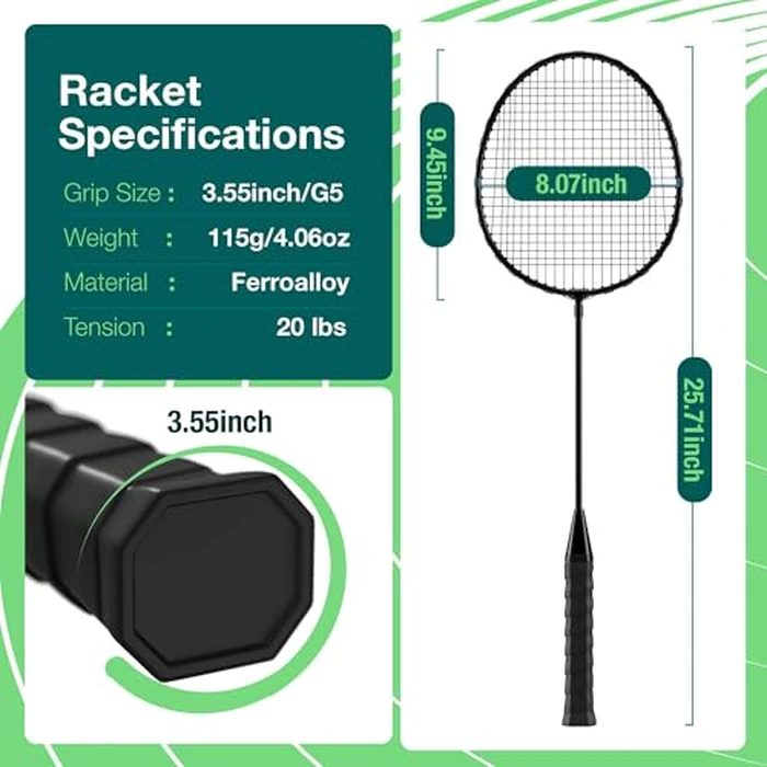 AboveGenius Badminton Rackets Set Outdoor Backyard Games, Including 4/6 Rackets, 6 Nylon Badminton Shuttlecocks, Lightweight Badminton Racquets for Beginners (6 Rackets 6 Birdies) by AboveGenius - Image 3