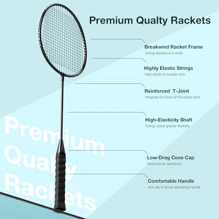 AboveGenius Badminton Rackets Set Outdoor Backyard Games, Including 4/6 Rackets, 6 Nylon Badminton Shuttlecocks, Lightweight Badminton Racquets for Beginners (6 Rackets 6 Birdies) by AboveGenius - Image 4