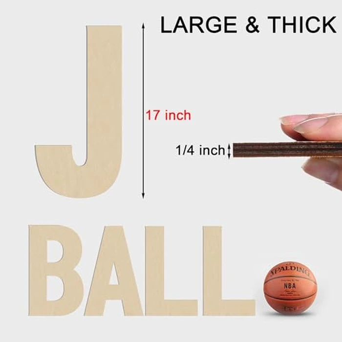 HILAZA 17 Inch Large Wooden Letter J, 1/4 in Thick Big Wood Letter for Wall Decor Crafts by HILAZA - Image 2