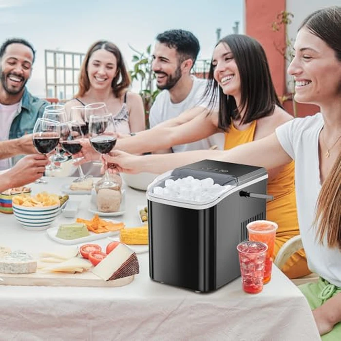 Sweetcrispy Countertop Ice Maker with Handle, 26lbs/24H Portable Ice Machine, 9 Bullet Ice Cubes Ready in 6 Mins, Self-Cleaning, Quiet Compact Ice Maker for Home, Kitchen, RV, Camping, Black by Sweetcrispy - Image 8