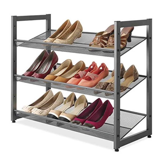 Whitmor Steel Mesh 3-Tier Shoe Rack, Gunmetal Gray by WHITMOR - Image 2