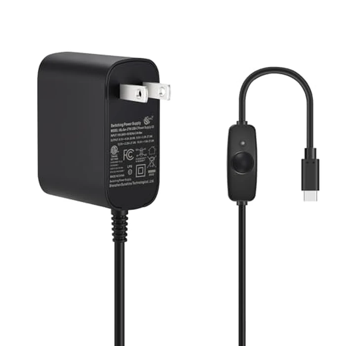 iUniker 27W PD USB-C Switch Power Supply for Raspberry Pi 5, 5.1V 5A 27W GaN PD Power Supply for Raspberry Pi 5 16GB/8GB/4GB/2GB (ETL Listed) by iUniker - Image 1