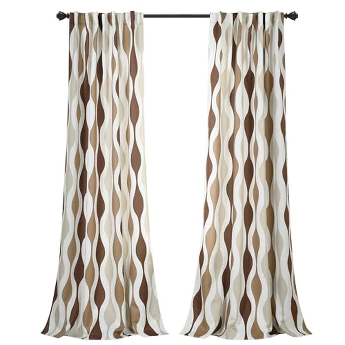 Lush Decor Mid Century Geo Room Darkening Window Curtain Panels Pair 52" W x 84" L Neutral - Retro Curtains for Living Room - Vintage Drapes by Lush Decor - Image 8