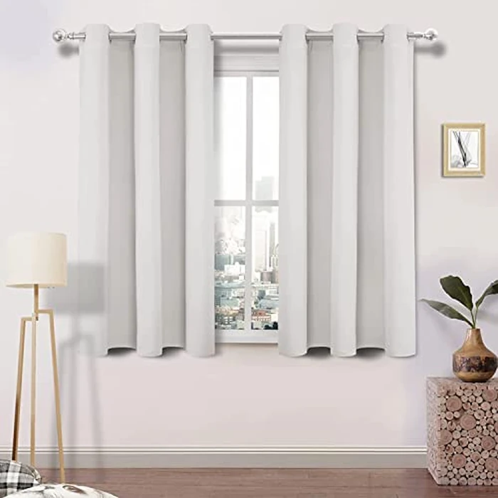 DWCN Blackout Curtains Thermal Insulated Room Darkening Grommet Window Treatment Solid Block Light Curtain Drapes for Bedroom Living Room 42 x 45 Inches Long, 2 Thick Ivory Panels by DWCN - Used - Like New condition - CA$19.51