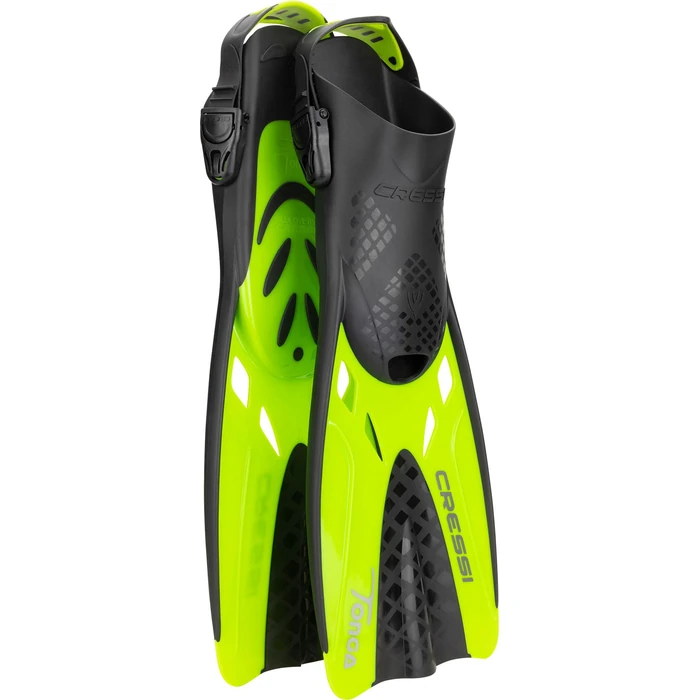 Cressi Tonga Short Adjustable Open Heel Fins, Black/Lime, L/XL by Cressi - Used - Like New condition - US$28.46