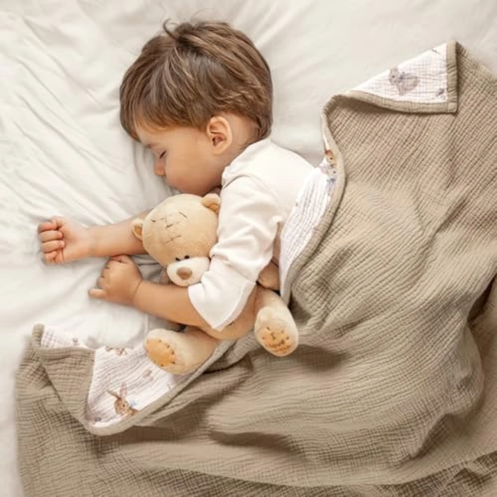 lulumoon Muslin Baby Blanket for Girls: Lightweight Cotton Blanket for Newborn - Soft Nursery Blanket for Stroller 47x47 Inches (Bunny) by lulumoon - Image 7