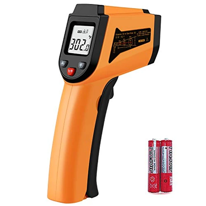 Laser Infrared Thermometer Non-Contact Digital Temperature Gun，-50 degreesC to 400 degreesC(-58 degreesF to 752 degreesF) IR Thermometer for Industrial,Kitchen Cooking,Ovens (Orange) by PWWDADA - Image 1