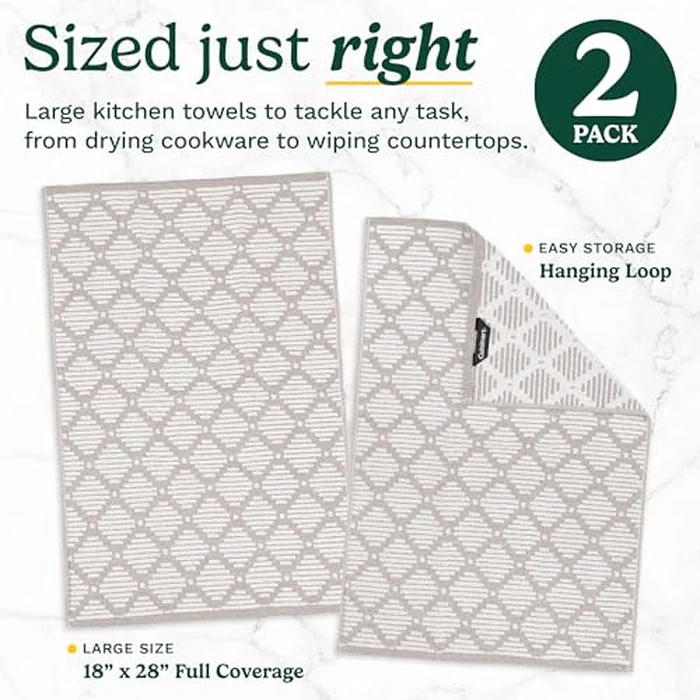 Best Brands Cuisinart Kitchen Towels 2 Pack - 100% Cotton Dish Towels for Kitchen Drying, Bleach Safe & Super Absorbent Hand Towels 18”x28”, Durable Soft Cotton Tea Towels for Everyday Cleaning by Best Brands - Image 6