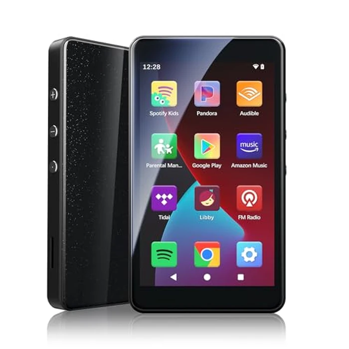 PECSU Android 14 MP3 Player, 4" Touch Screen MP4 Player for Kids, Preinstalled Spotify, Play Store, Amazon Music, Audible, Libby, Parental Control, Eye-Care Mode, 2000mAh (Space Black) by PECSU - Image 1