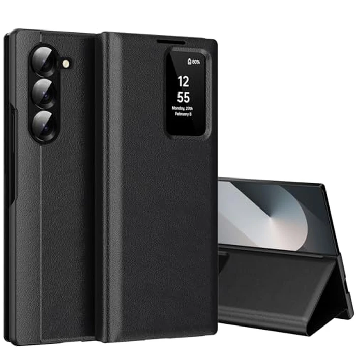 for Samsung Galaxy Z Fold 7 with Smart Small Screen View, S-View Wallet Phone Case, for Samsung Fold 7 Case Smart Window Cover, Smart Flip Leather Protective Cover for Samsung Z Fold 7 Black by Hovisi - Used - Acceptable condition - US$22.74