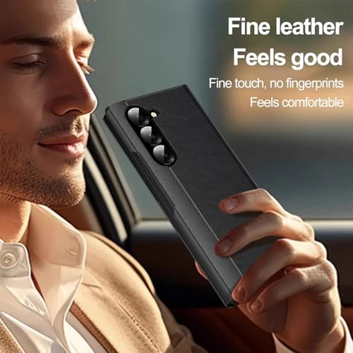 for Samsung Galaxy Z Fold 7 with Smart Small Screen View, S-View Wallet Phone Case, for Samsung Fold 7 Case Smart Window Cover, Smart Flip Leather Protective Cover for Samsung Z Fold 7 Black by Hovisi - Image 2