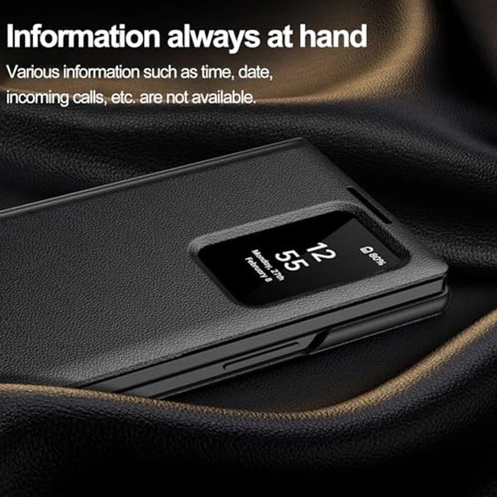 for Samsung Galaxy Z Fold 7 with Smart Small Screen View, S-View Wallet Phone Case, for Samsung Fold 7 Case Smart Window Cover, Smart Flip Leather Protective Cover for Samsung Z Fold 7 Black by Hovisi - Image 5