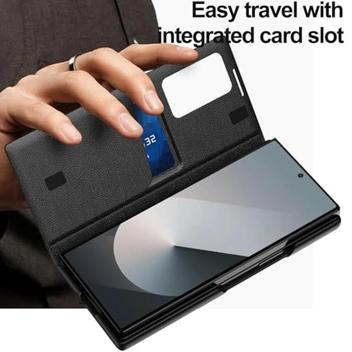 for Samsung Galaxy Z Fold 7 with Smart Small Screen View, S-View Wallet Phone Case, for Samsung Fold 7 Case Smart Window Cover, Smart Flip Leather Protective Cover for Samsung Z Fold 7 Black by Hovisi - Image 6