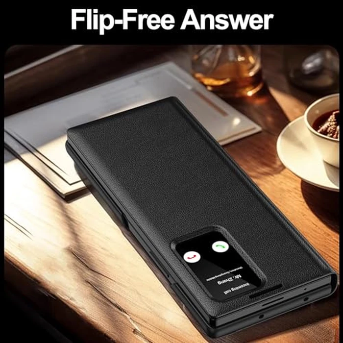 for Samsung Galaxy Z Fold 7 with Smart Small Screen View, S-View Wallet Phone Case, for Samsung Fold 7 Case Smart Window Cover, Smart Flip Leather Protective Cover for Samsung Z Fold 7 Black by Hovisi - Image 7
