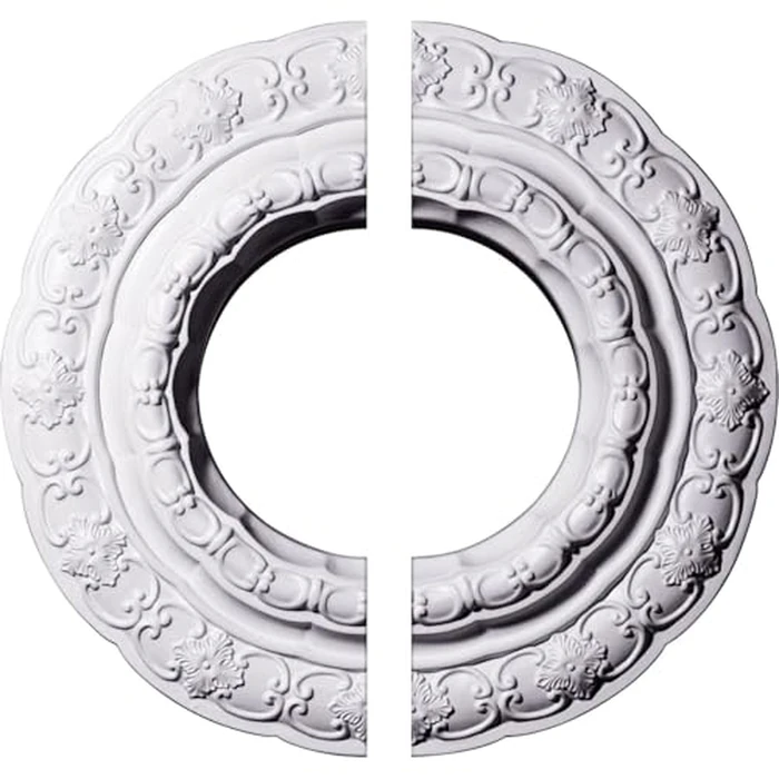 Ekena Millwork CM15LI2 15 3/8"OD x 7"ID x 1"P Lisbon Ceiling Medallion, Fits Canopies up to 7", 2 Piece by Ekena Millwork - Used - Acceptable condition - US$21.91