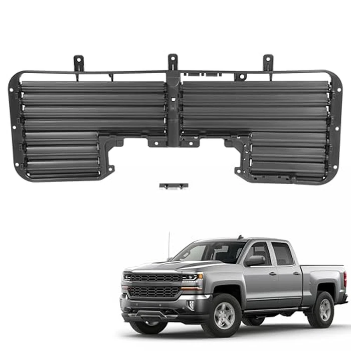 HECASA Active Radiator Shutter Assembly Compatible with 2017-2019 Chevy Chevrolet Silverado 1500 Sierra 1500 Replacement for 84363184 GM1206119 Grille Shutter W/O Motor Black by HECASA - Image 1