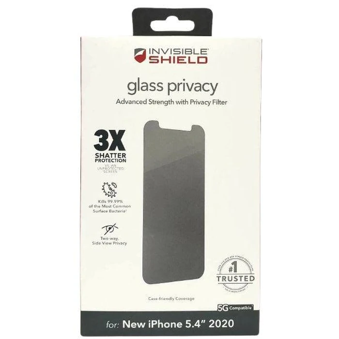 Zagg Invisible Shield Glass Privacy Antimicrobial Screen Protector for iPhone 12 Mini - Black by Zagg - Refurbished - Brand New condition - US$51.49